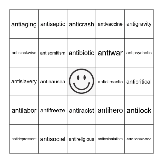 ANTI bingo Card