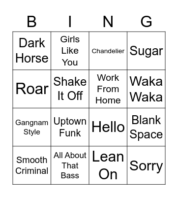 Music Video Bingo Card