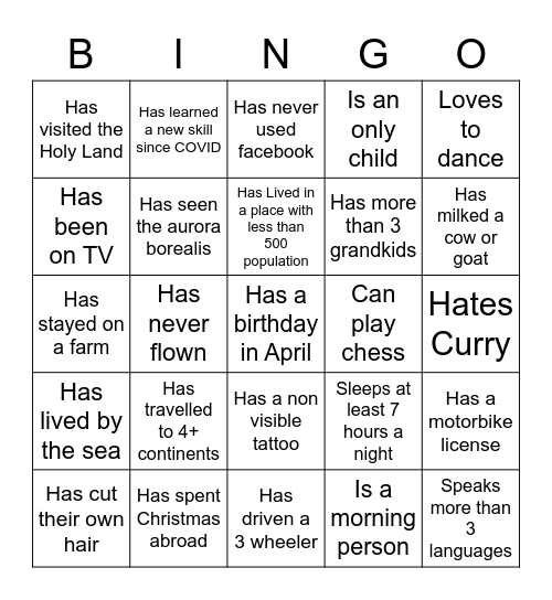 St Matts Bingo Card