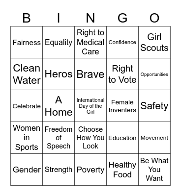 International Day of the Girl BINGO Card