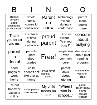 conferences Bingo Card