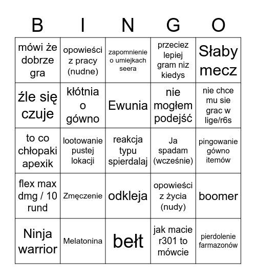 Marcin bingo Card