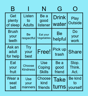 Positive Choices Bingo Card