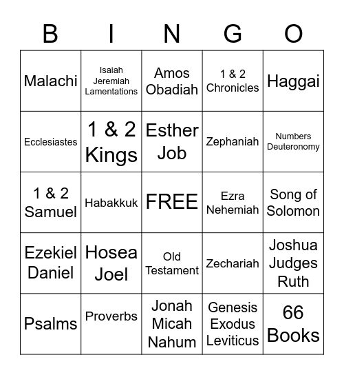 Books of the Old Testament Bingo Card