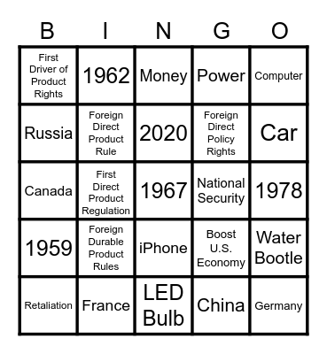 Trade Bingo Card
