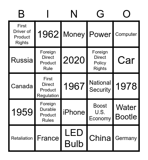 Trade Bingo Card