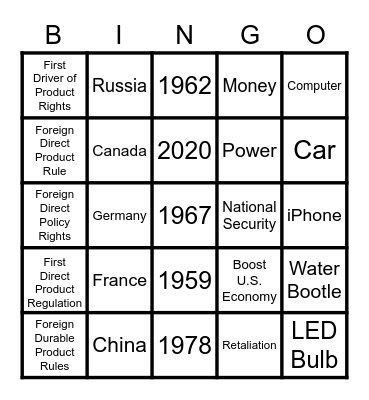 Trade Bingo Card