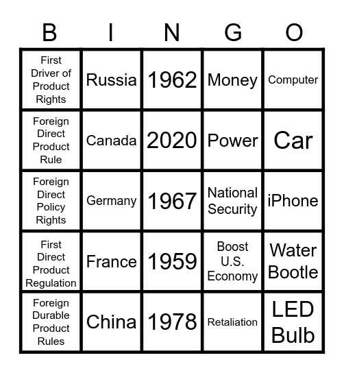 Trade Bingo Card