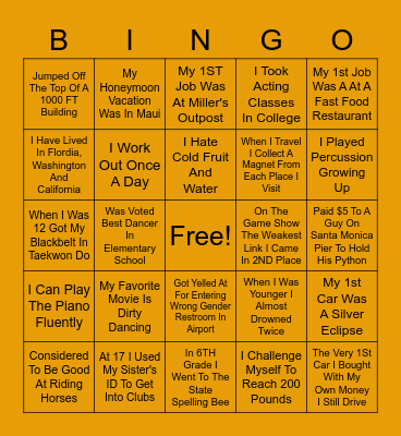 Fun At Work Bingo Card