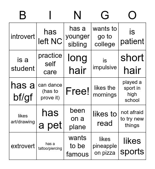 Great Wolf Bingo Card