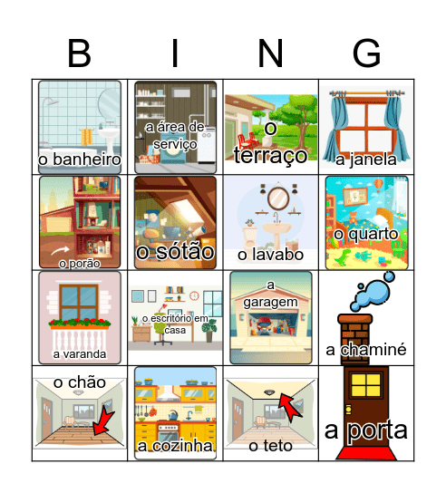 Cômodos da casa Bingo Card