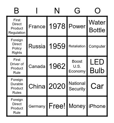 Trade Bingo Card
