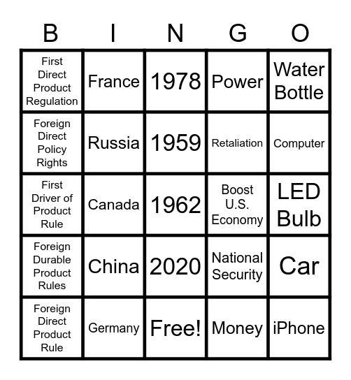 Trade Bingo Card