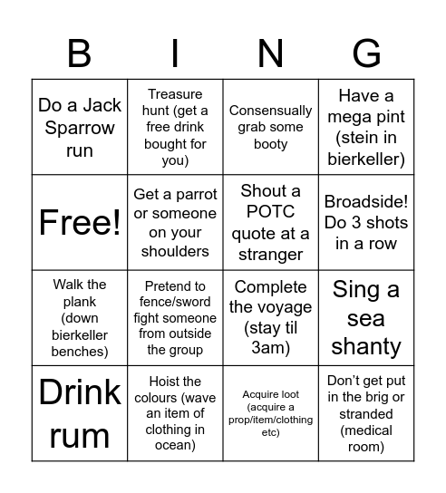Pirates Bingo 22/23 Bingo Card