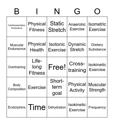PHYSICAL HEALTH Bingo Card