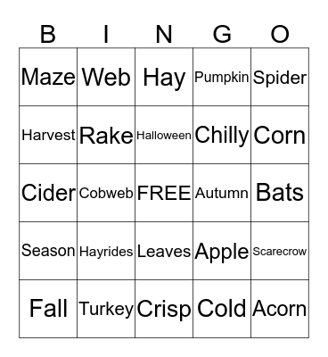 Fall Bingo  Bingo Card