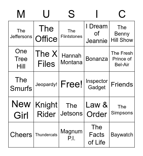 Round 1: TV Shows Bingo Card