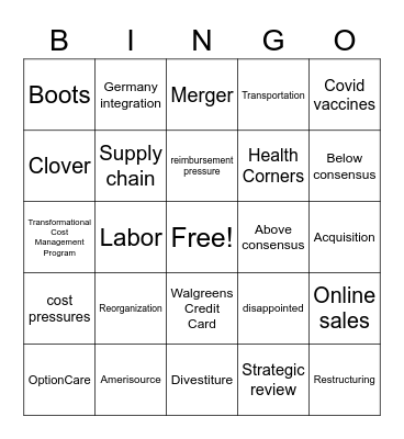 Walgreens F4Q Bingo Card