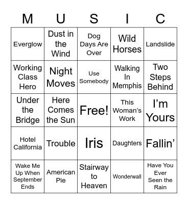 Round 2: Acoustics Bingo Card
