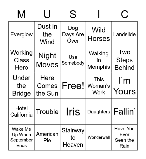 Round 2: Acoustics Bingo Card