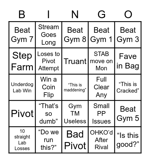 Whacko Bingo! Bingo Card