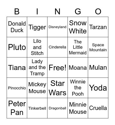 Disney Bingo Card