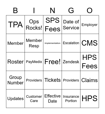 Operations Bingo #2 Bingo Card