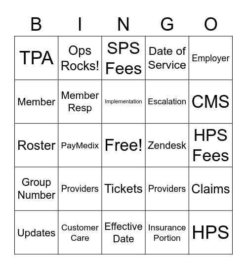 Operations Bingo #2 Bingo Card
