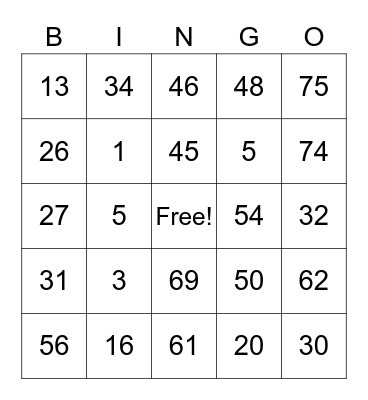 Rubik's Crew Bingo Card