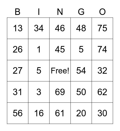 Rubik's Crew Bingo Card