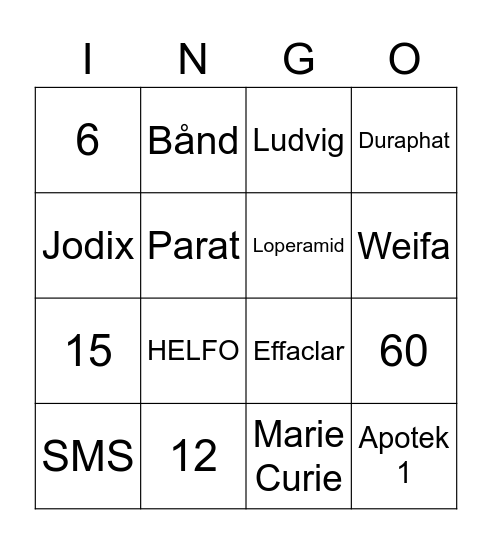INGO-BINGO Card
