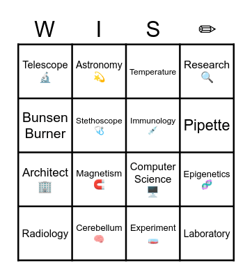 Women in STEM Bingo Card