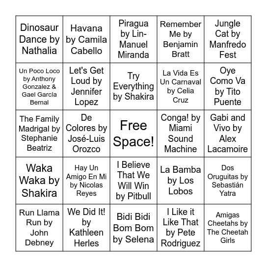 Hispanic Heritage Month Bingo Card