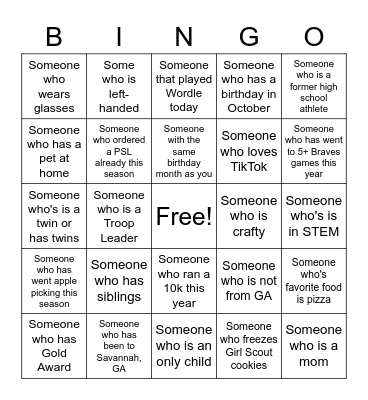 Human Bingo Card