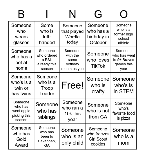 Human Bingo Card