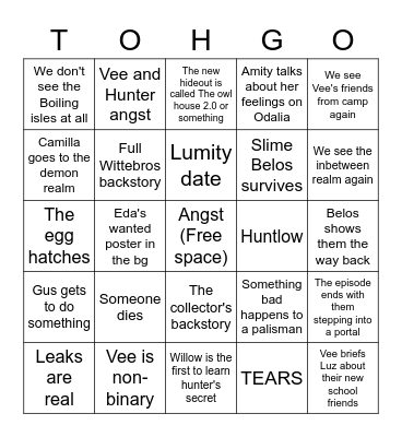 Thanks to them Bingo Card