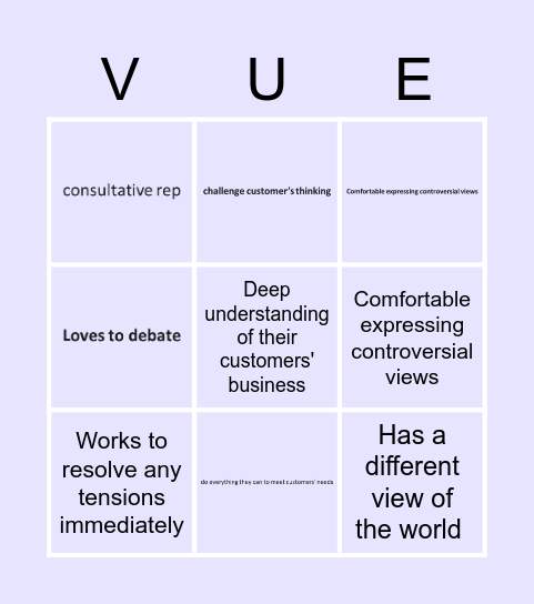 Relationship Builder Bingo Card