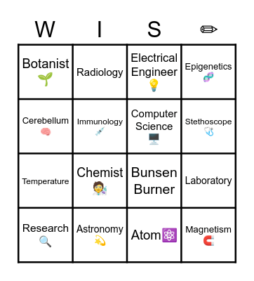 Women in STEM Bingo Card