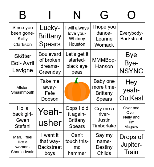 90's & 2000's Bingo Card