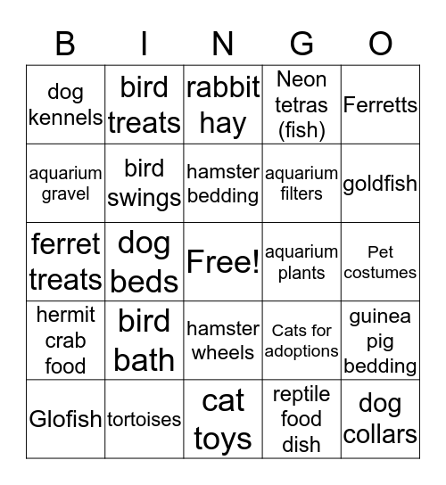 Pets Bingo Card