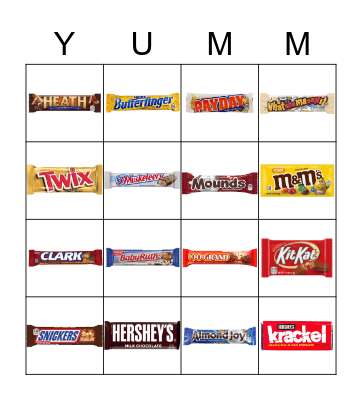 Candy Bar Bingo Card