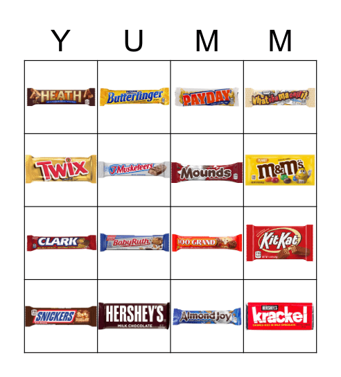 Candy Bar Bingo Card