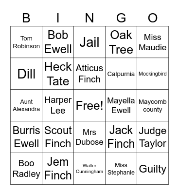 TKAM Bingo Card