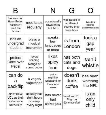 Find Someone Who..... Bingo Card
