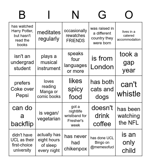Find Someone Who..... Bingo Card