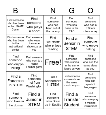 Café Hour Bingo Card