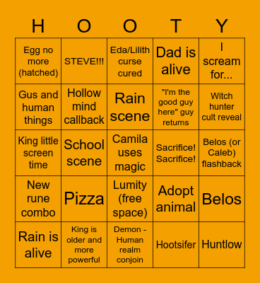 Owl House S3 Prediction Bingo Card