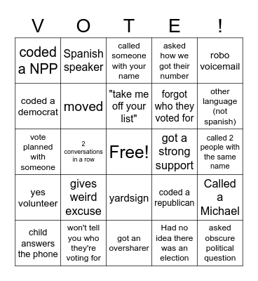 let's vote Bingo Card