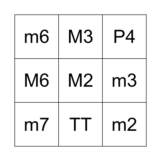 Interval Madness Bingo Card