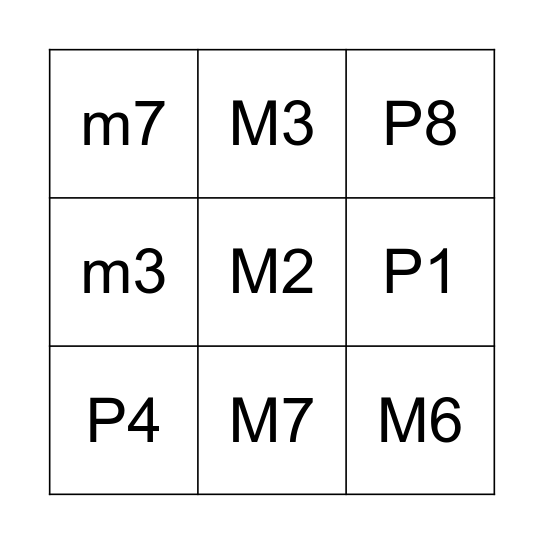 Interval Madness Bingo Card